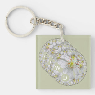 Mit Monogramm Dreifach-Daisy-Blume Schlüsselanhänger