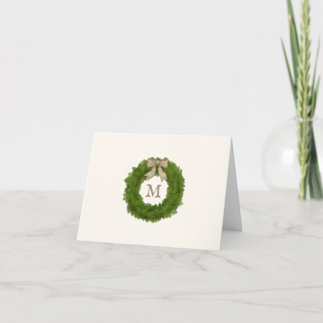 Mit Monogramm Druckkranz mit eigenem Bow-Foto Ankündigung (Vorderseite)