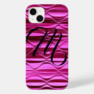 Mit Monogramm dunkelrosa Shiny Satin Waves Case-Mate iPhone 14 Plus Hülle