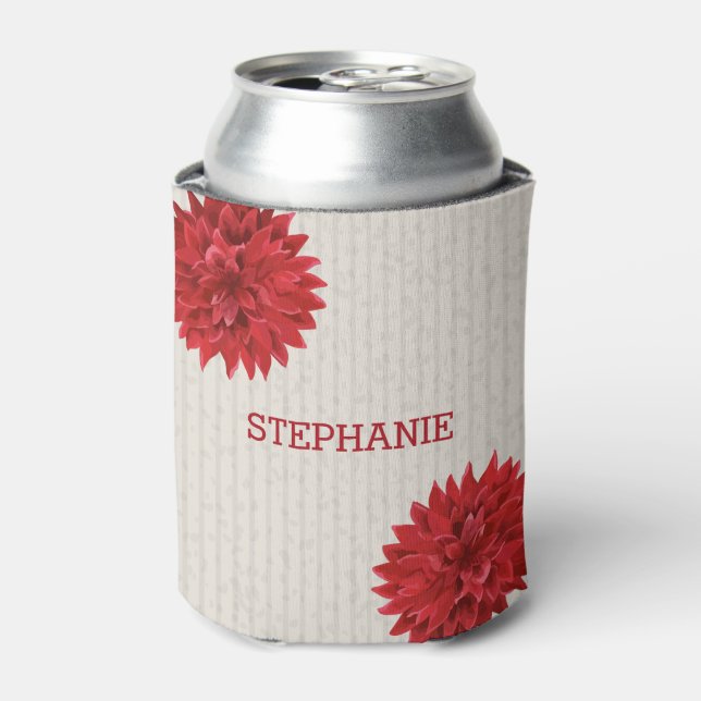 Mit Monogramm dunkelrote Blume Dosenkühler (Kanne Vorderseite)