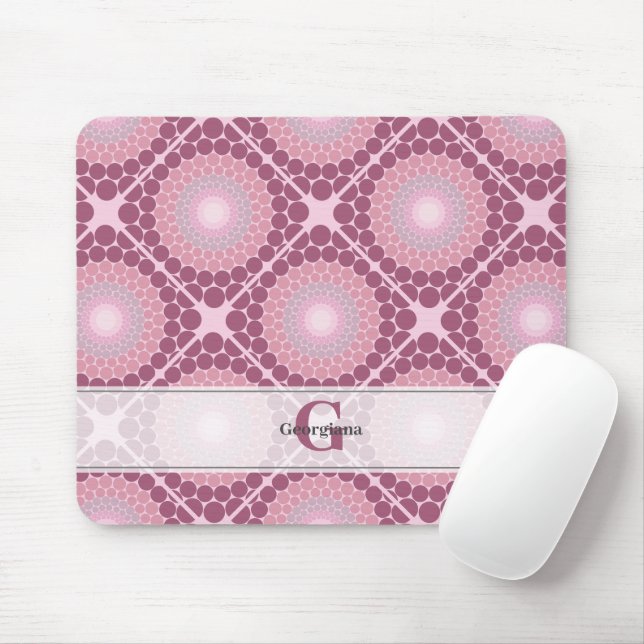 Mit Monogramm Dusky-Rose Dot Mandala geteert Mousepad (Mit Mouse)