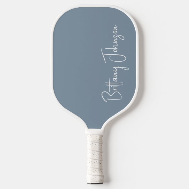 Mit Monogramm Dusty Blue Pickleball Paddel Schläger (Vorderseite)