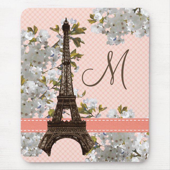 Mit Monogramm Eiffel-Turm Mousepad (Vorne)