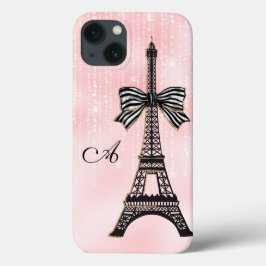 Mit Monogramm Eiffelturm Rosa und Schwarz Paris Case-Mate iPhone Hülle
