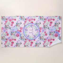 Mit Monogramm Einhörner und Rose Strandtuch