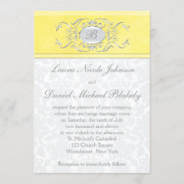 Mit Monogramm Einladung von Gelb und Grau