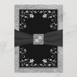Mit Monogramm Einladung von Schwarz und Zinn