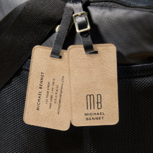 Mit Monogramm Elegant Beige Gepäckanhänger