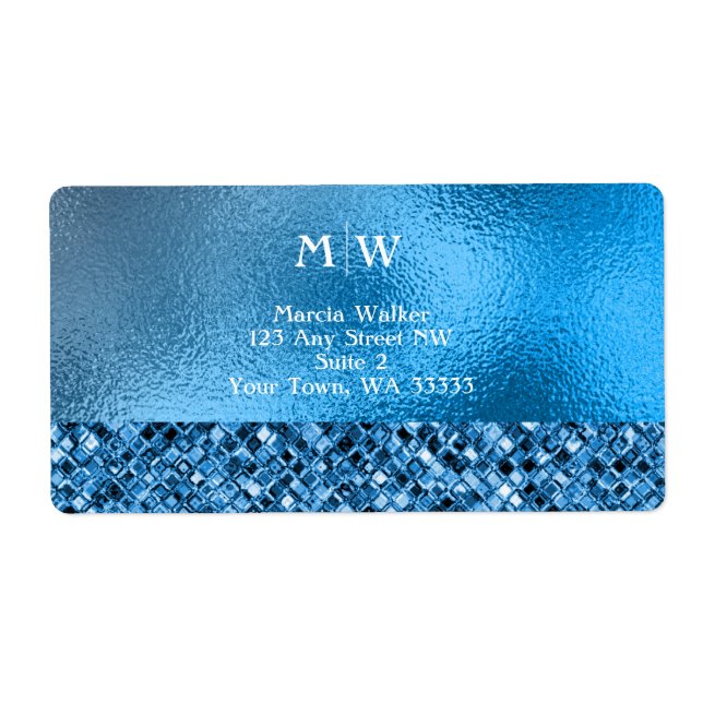 Mit Monogramm Elegant Blue Sparkle Glitzer Luxus (Vorne)