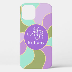 Mit Monogramm Elegant Purplish Retro Sun Waves Case-Mate iPhone Hülle