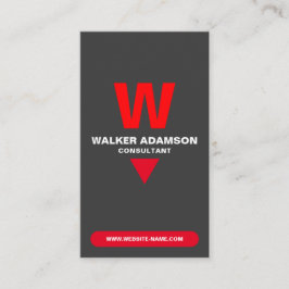 Mit Monogramm Elegant (QR-Code) Rot und Matte Blac Visitenkarte