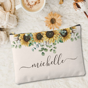 Mit Monogramm Elegant Rustikale Sonnenblume Eukaly Zubehörtasche