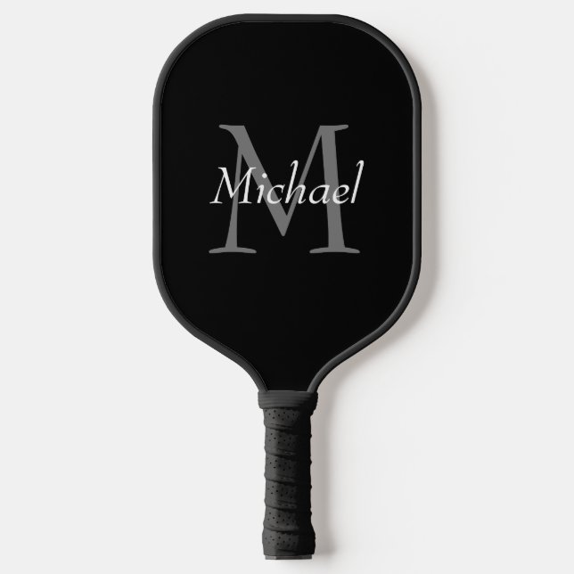 Mit Monogramm, elegante Designvorlage Trendy Custo Pickleball Schläger (Vorderseite)