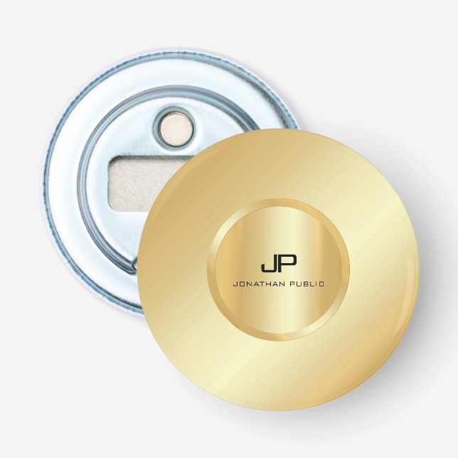 Mit Monogramm elegante Imitat Gold Moderne, maßges Flaschenöffner (Vorderseite)