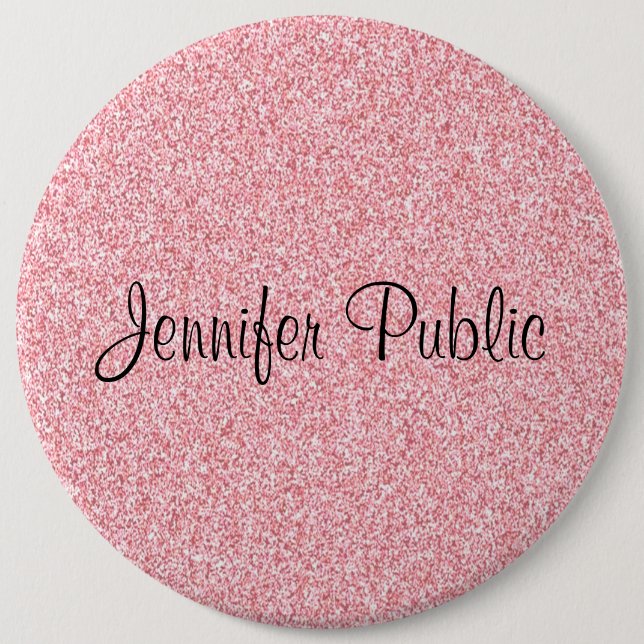 Mit Monogramm elegante Rose Gold Glitzer Look Tren Button (Vorderseite)