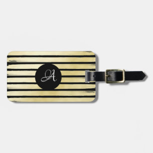 Mit Monogramm, elegante schwarze Goldfolienfarbe g Gepäckanhänger