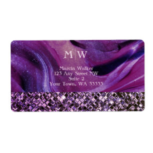 Mit Monogramm Eleganter Lila Glitzer aus Marmor Lu