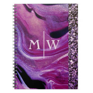 Mit Monogramm Eleganter Lila Glitzer aus Marmor Lu Notizblock