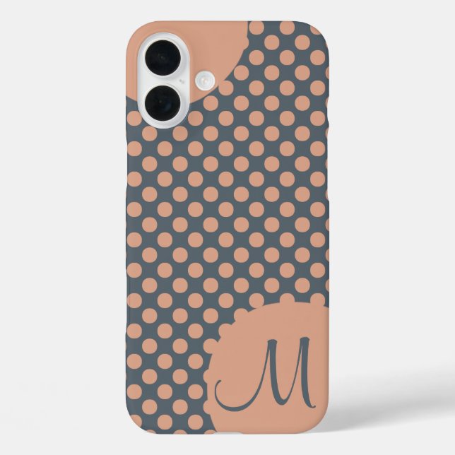 Mit Monogramm Eleganter Peach Pink Polka Dot title_seo2 (Rückseite)