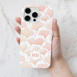 Mit Monogramm elegantes Blush Pink Ginkgo Leaf Mus Case-Mate iPhone Hülle