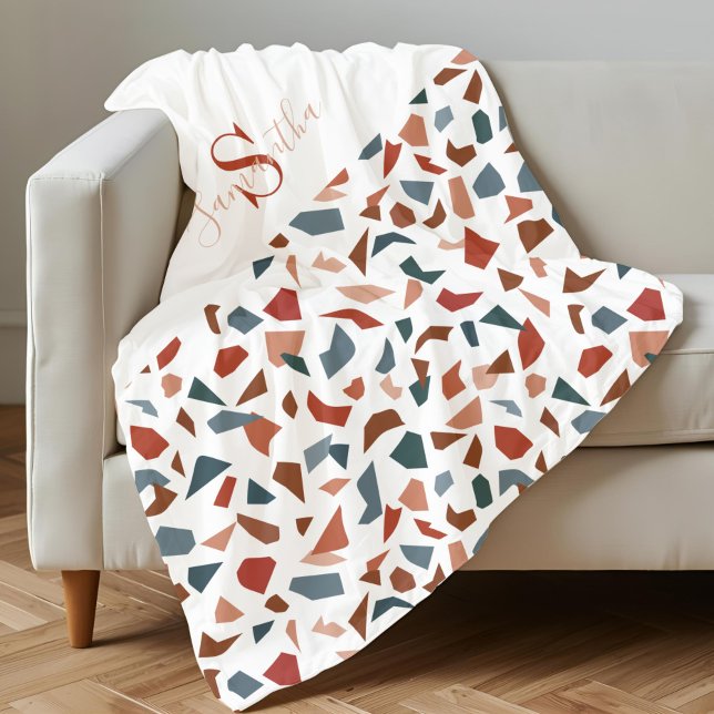 Mit Monogramm elegantes braunes Muster Fleecedecke (Monogrammed Elegant Brown Pattern Fleece Blanket)