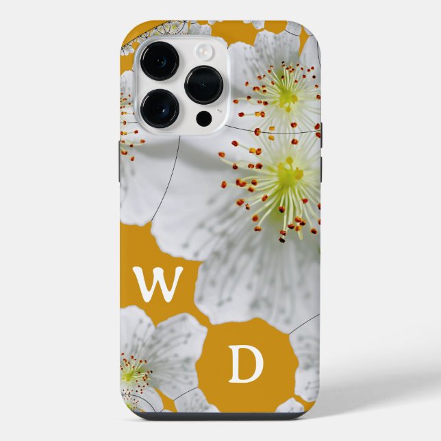 Mit Monogramm Elegantes Niedliches Blumenmuseum iPhone 14 Pro Max Hülle (Rückseite)
