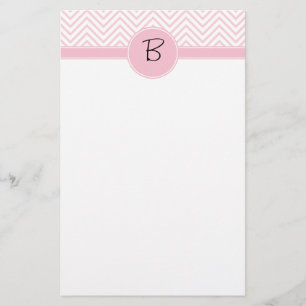 Mit Monogramm empfindliches Trendy rosa Zickzack Briefpapier