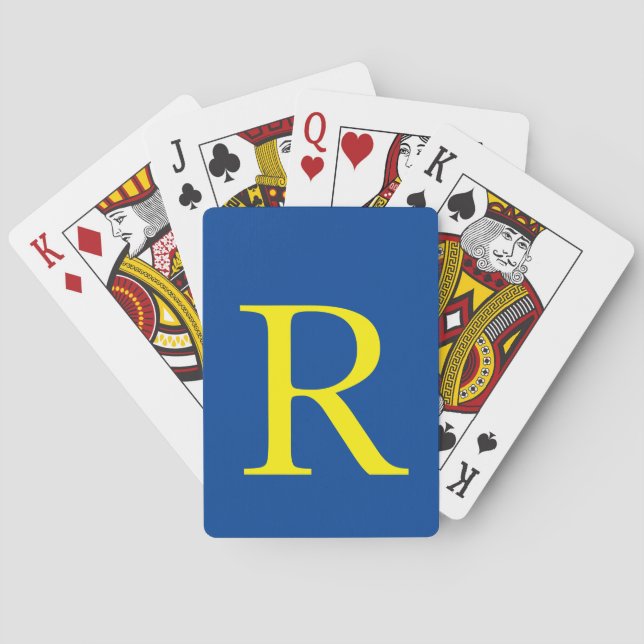 Mit Monogramm Erstblauer Gelbtöner Spielkarten (Rückseite)