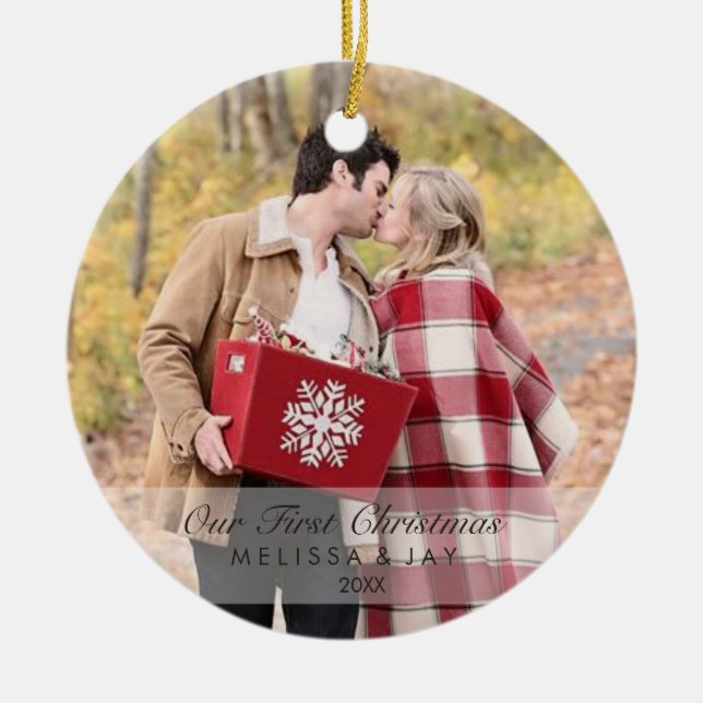 Mit Monogramm erste Feiertage der Keramik Ornament (Vorne)