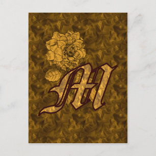 Mit Monogramm erste M Gold Peony Postcard Postkarte