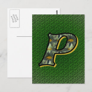 Mit Monogramm erste P Black Daisies Postkarte