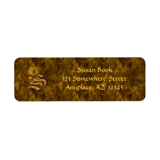 Mit Monogramm erstes S Gold Peony Address Label (Vorne)