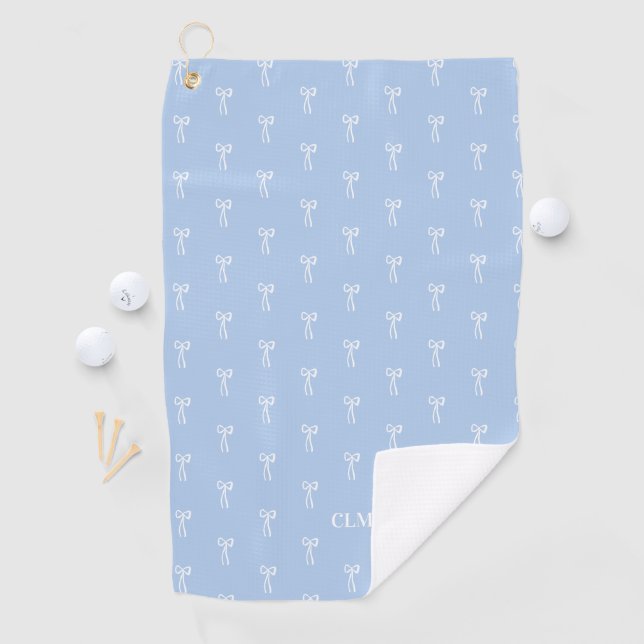 Mit Monogramm etwas Blue Bow Coquette Classic Golfhandtuch (Insitu)