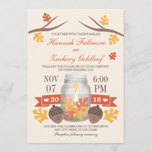 Mit Monogramm Fall Leaf Mason Jar Wedding Einladung
