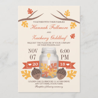 Mit Monogramm Fall Leaf Mason Jar Wedding Einladung