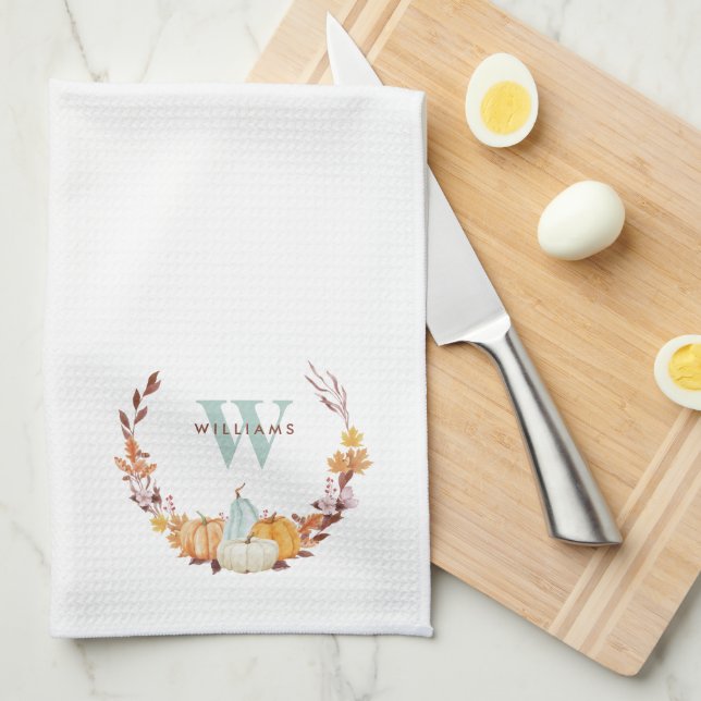 Mit Monogramm Fall von Wasserfarbe Geschirrtuch (Viertel Falte)