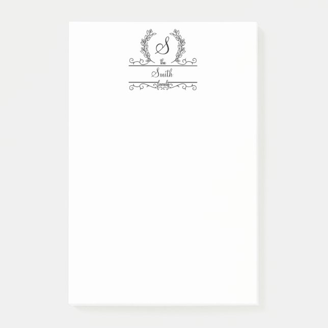Mit Monogramm Familienname-Skript Post-it Klebezettel (Vorderseite)