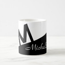 mit Monogramm Farbblock Schwarz/Weiß Kaffeetasse