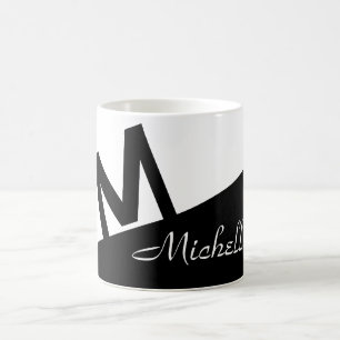 mit Monogramm Farbblock Schwarz/Weiß Kaffeetasse