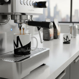 mit Monogramm Farbblock Schwarz/Weiß Kaffeetasse