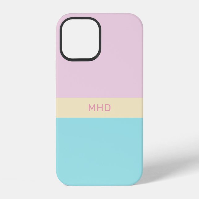Mit Monogramm Farbblöcke - Telefongehäuse iPhone 12 Hülle (Rückseite)