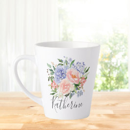 Mit Monogramm Farbe Blau Rosa Frühling Blüte Milchtasse