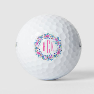 Mit Monogramm Farbige Blume Kränzerdesign Golfball