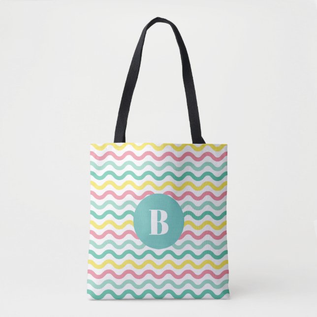 Mit Monogramm, farbiges Muster Tasche (Vorderseite)