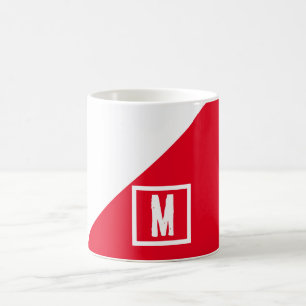 Mit Monogramm Farbkombination Rot/Weiß Kaffeetasse