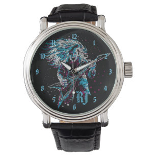 Mit Monogramm Felsen auf Schwermetall Armbanduhr