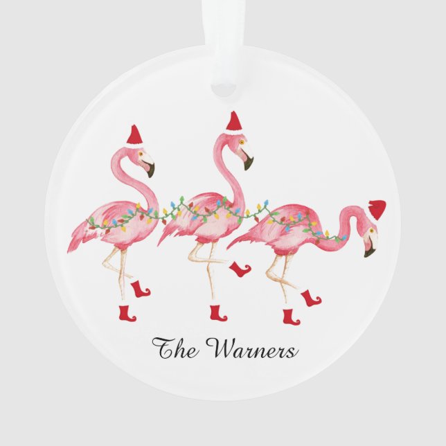 Mit Monogramm Flamingo Weihnachtsschmuck Ornament (Rückseite)