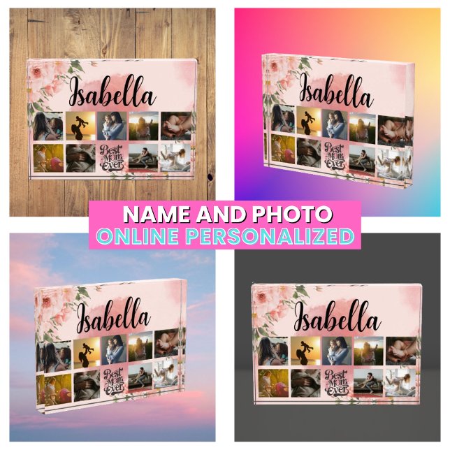 Mit Monogramm florale FotoCollage für Mutter Fotoblock (Monogrammed Floral Photo Collage For Mother's
)