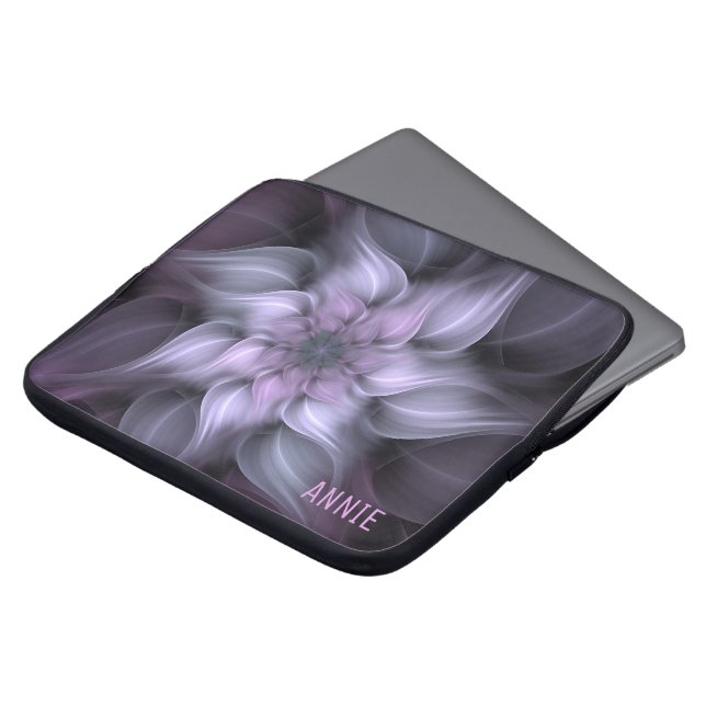 Mit Monogramm florales Fraktal Laptopschutzhülle (Vorne Oben)