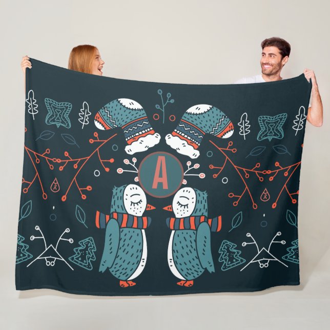Mit Monogramm Folk Art Weihnachten Fleecedecke (Beispiel)